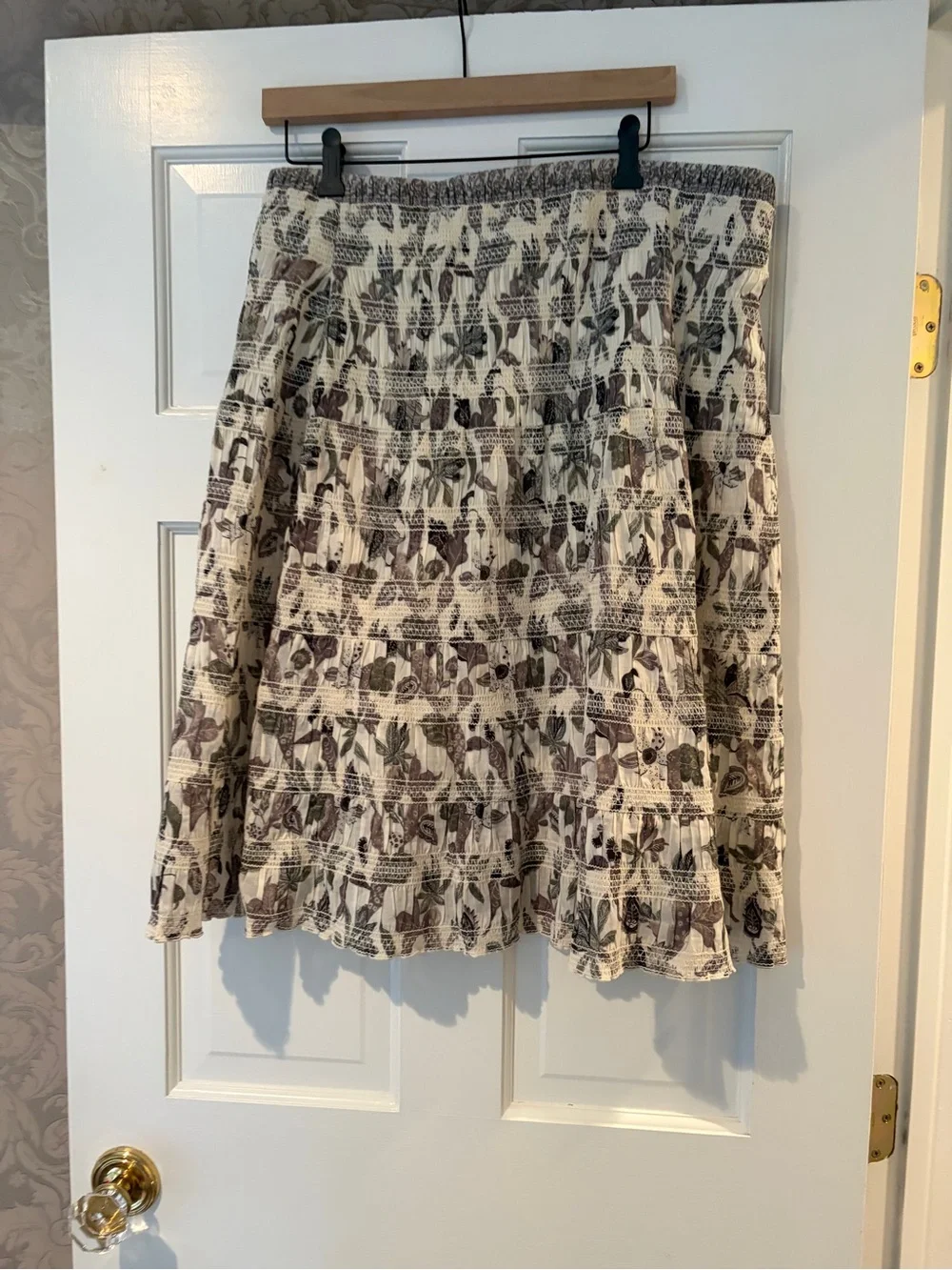 Tory burch smocked skirt 14 peasant boho midi xl floral